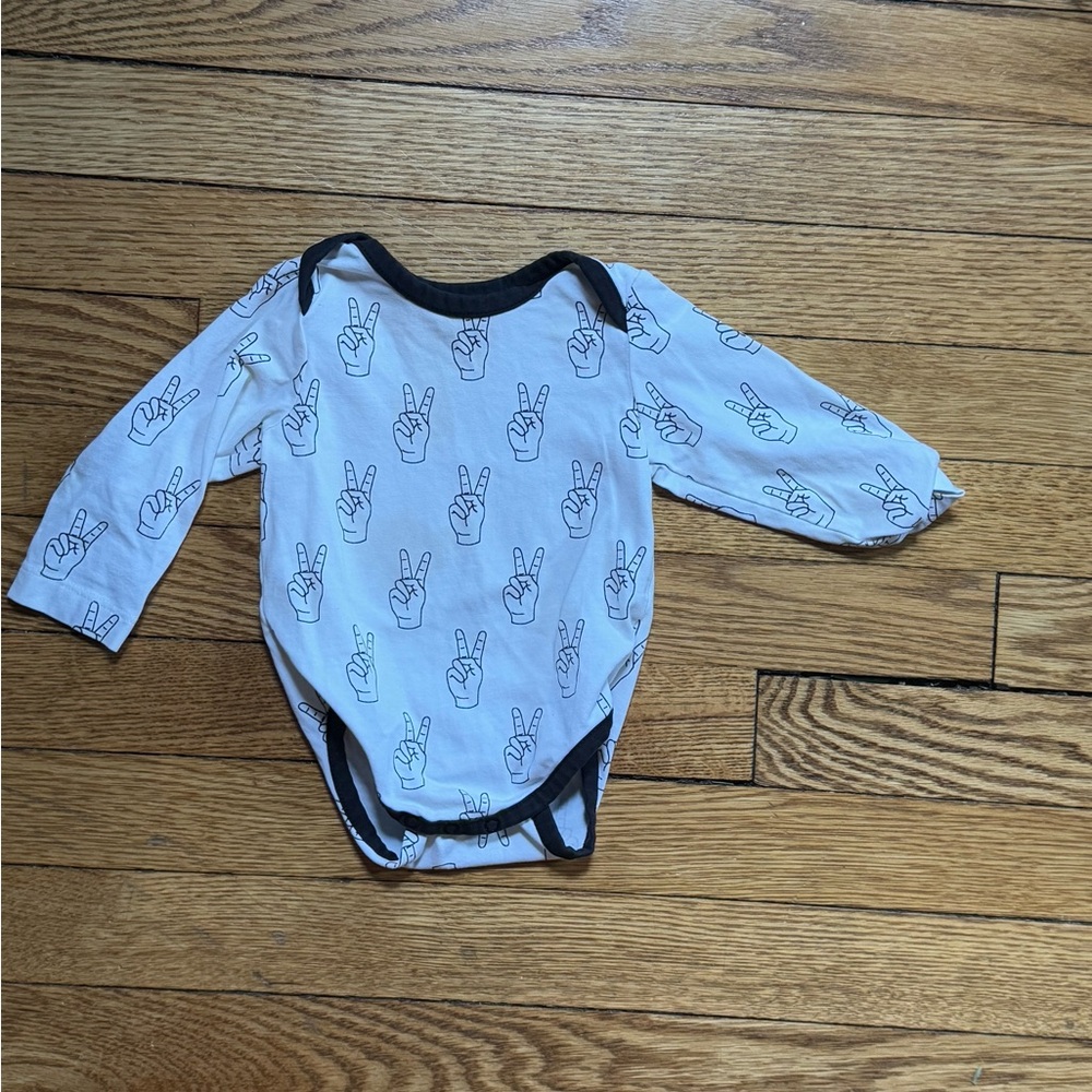 Monica + Andy “Peace” Long Sleeve Onesie - Size 3-6 Months